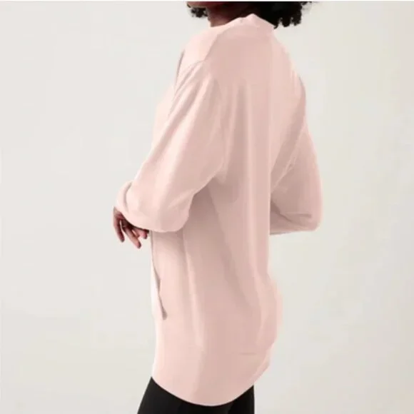 Athleta Purana V-Neck Wrap Sweatshirt | Pink | EUC | LG - Picture 3 of 8